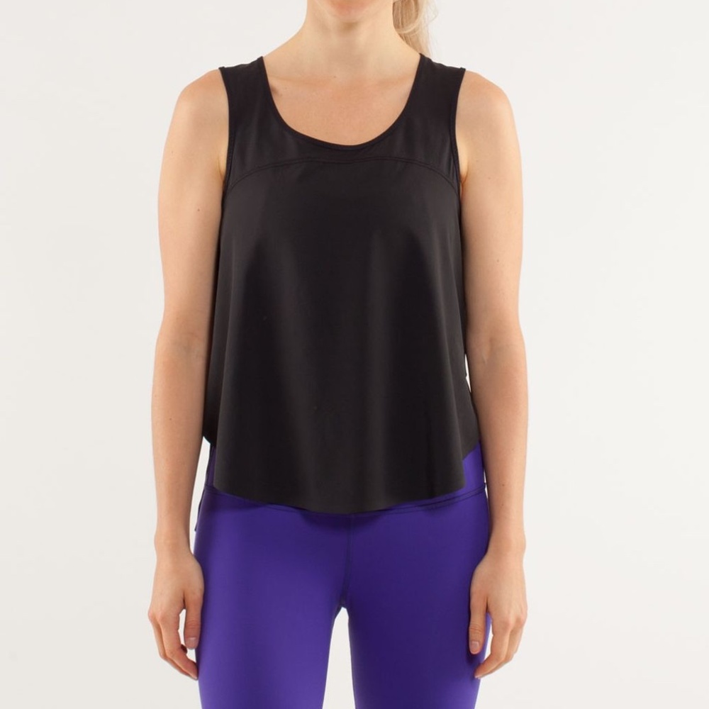 lululemon athletica run split singlet tank top, black